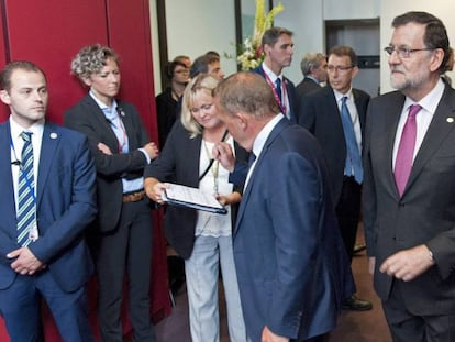 El presidente del Gobierno, Mariano Rajoy, durante la reuni&oacute;n de Jefes de Estado y de Gobierno de la UE.