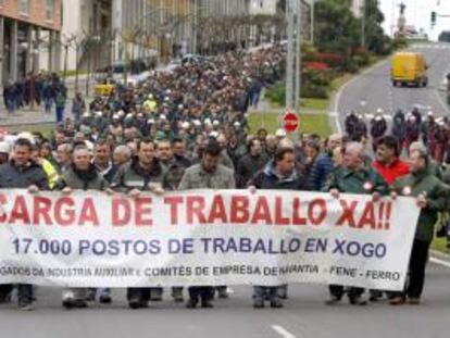 Trabajadores de Navantia en Ferrol y Fene, los dos astilleros públicos de la ría de Ferrol. EFE/Archivo