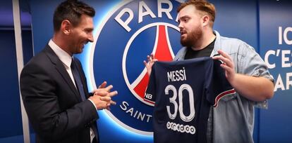 Fotograma de la entrevista de Ibai Llanos a Leo Messi en Twitch.