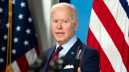 O presidente norte-americano, Joe Biden, na Casa Branca, em Washington, em 7 de abril.