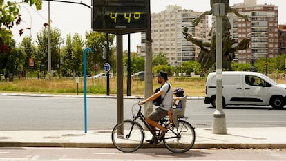 Termómetro en la calle, a 10 de agosto de 2023, en Valencia, Comunidad Valenciana (España).