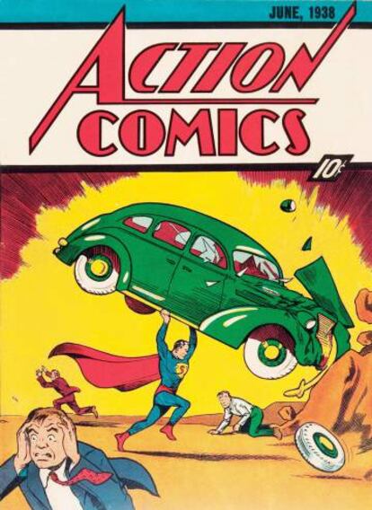 Portada del primer c&oacute;mic en el que apareci&oacute; Superman, en junio de 1938.