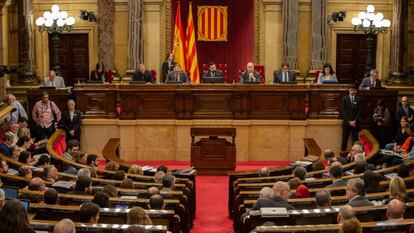 Hemiciclo del Parlament de Catalunya durante la sesión plenaria de este miércoles.