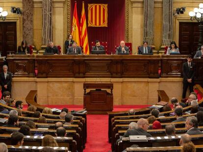 Hemiciclo del Parlament de Catalunya durante la sesión plenaria de este miércoles.