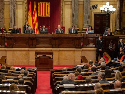 Hemiciclo del Parlament de Catalunya durante la sesión plenaria de este miércoles.