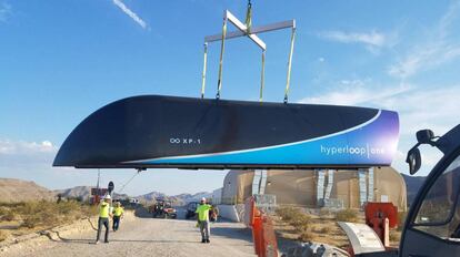 Prototipo del Hyperloop, en una imagen tomada en el desierto de Las Vegas.