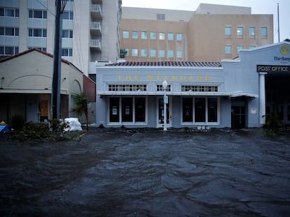 A flooded street in Fort Myers, Florida on Wednesday.