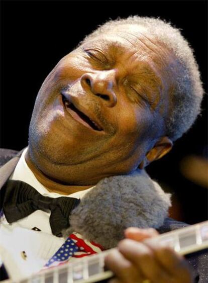 El cantante B. B. King, durante una de sus actuaciones.