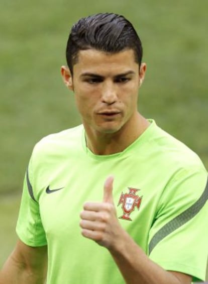 Cristiano Ronaldo, durante un entrenamiento con Portugal