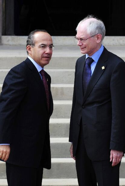 Felipe Calderón y Herman Van Rompuy, en Comillas.