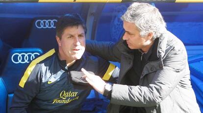 Roura y Mourinho, antes del duelo en el Bernab&eacute;u.