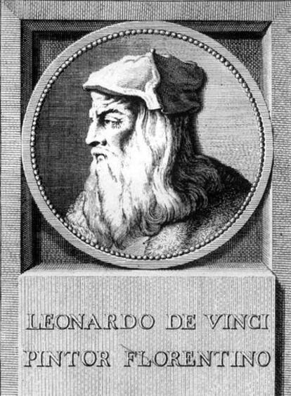 Leonardo Da Vinci, en  un grabado antiguo.