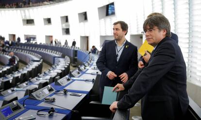 Carles Puigdemont en el Parlamento Europeo, en Estrasburgo, la semana pasada.