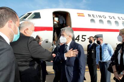 El ministro del Interior, Fernando Grande-Marlaska, a su llegada a Rabat el pasado viernes.