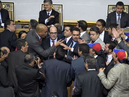 Tension at the National Assembly in Venezuela on Tuesday.