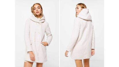 Este modelo de abrigo femenino consta de capucha de grandes dimensiones, forro interno y botonera.