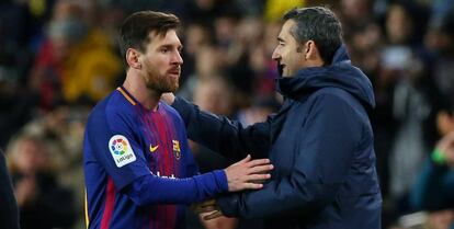 Messi y Valverde tras la eliminatoria copera ante el Celta.