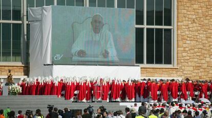 Momento del mensaje del Papa.