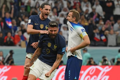 Giroud celebra su gol ante Inglaterra en el partido de cuartos de final del Mundial.