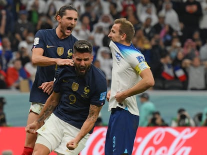 Giroud celebra su gol ante Inglaterra en el partido de cuartos de final del Mundial.