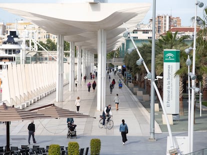 Vista del Palmeral de las Sorpresas de Málaga, este miércoles.