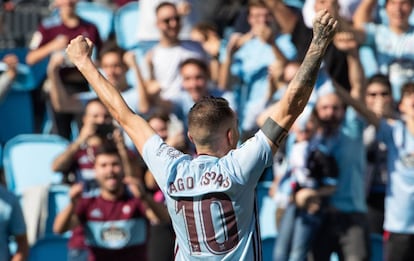 El futbolista del RC Celta Iago Aspas durante un partido de la pasada temporada.