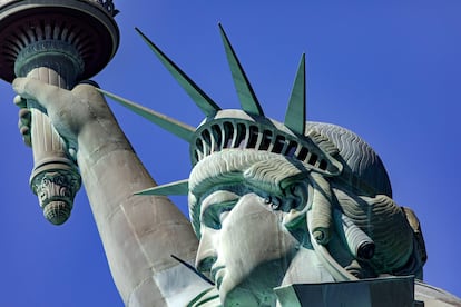 Detalle de la estatua de la Libertad, en Manhattan.