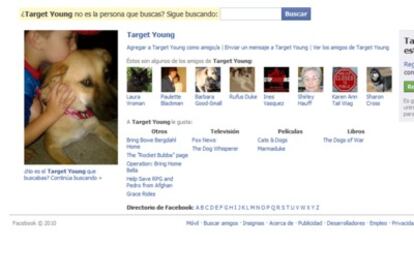 Perfil de facebook del perro Target