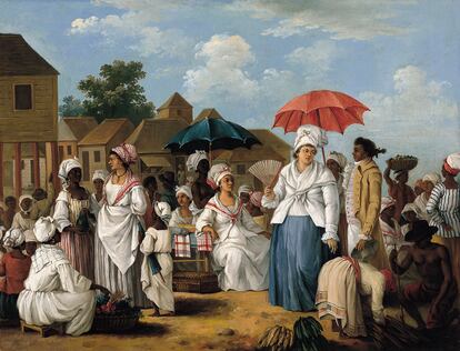 El óleo 'El mercado de ropa, Santo Domingo' (1775), de Agostino Brunias.