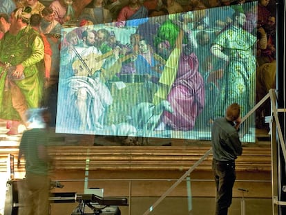 Digitalización del cuadro Las bodas de Caná, de Veronese, realizado por Factum Arte, que aparece en la serie El joven Papa.