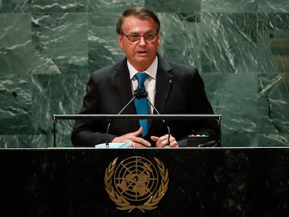 El presidente de Brasil, Jair Bolsonaro, abre la última sesión de la Asamblea General de la ONU, el 21 de septiembre de 2021 en Nueva York.