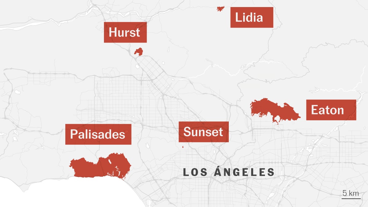 Mapas | Así se extienden los incendios en Los Ángeles