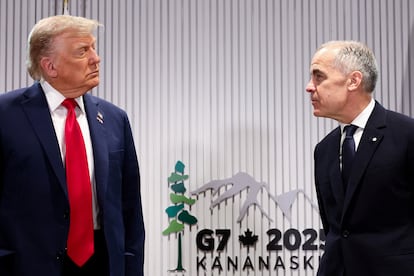 Donald Trump y Mark Carney, este lunes.