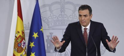 Pedro S&aacute;nchez, en el momento de anunciar el Decreto Ley de las hipotecas.