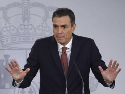 Pedro S&aacute;nchez, en el momento de anunciar el Decreto Ley de las hipotecas.