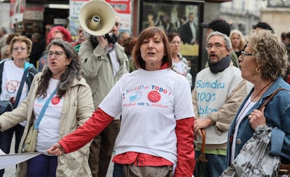 Concentración de la Marea Blanca en Madrid para exigir una sanidad pública de calidad el pasado mes de septiembre.  