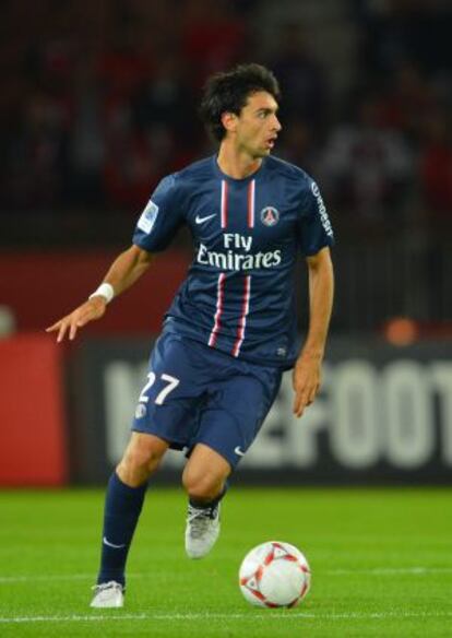 Pastore, durante un partido con el París Saint Germain