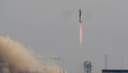 Lanzamiento del cohete New Shepard de Blue Origin.