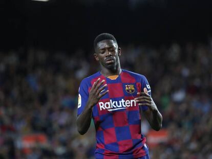 Dembélé ante el Sevilla el domingo.