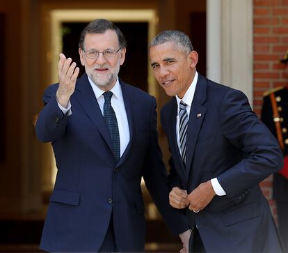 Mariano Rajoy recibe en el palacio de La Moncloa al presidente de EE UU, Barack Obama.