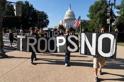 Protesta contra el uso de las fuerzas federales y la Guardia Nacional, en Washington, el 2 de septiembre.