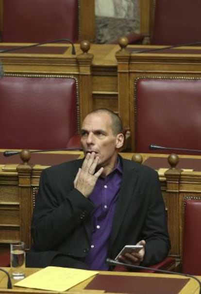 Yanis Varoufakis, en el Parlamento de Atenas. 