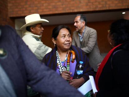 Marichuy Patricio en un mitin en la Ciudad de M&eacute;xico.