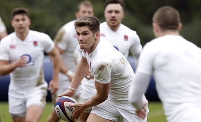 Entrenamiento de la selección inglesa de rugby.