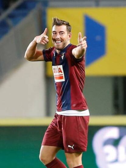 Sergi Enrich celebra su gol en Las Palmas.