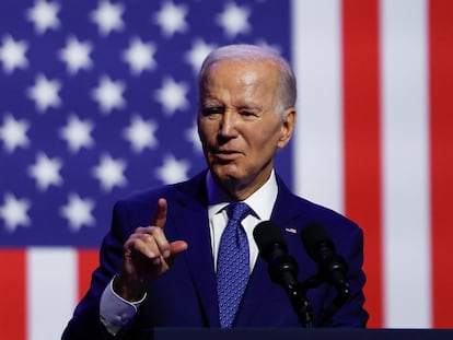 El presidente de Estados Unidos, Joe Biden, durante su discurso de este jueves en Tempe (Arizona).