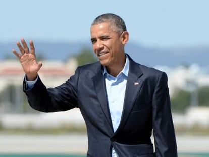 El presidente de EE UU, Barack Obama, el s&aacute;bado en Los &Aacute;ngeles.