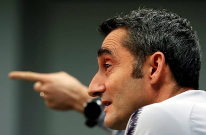 Valverde, en la rueda dde prensa del Barcelona.