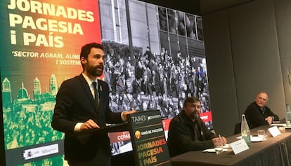 El presidente del Parlament, Roger Torrent, el pasado s&aacute;bado en un acto de Uni&oacute; de Pagesos