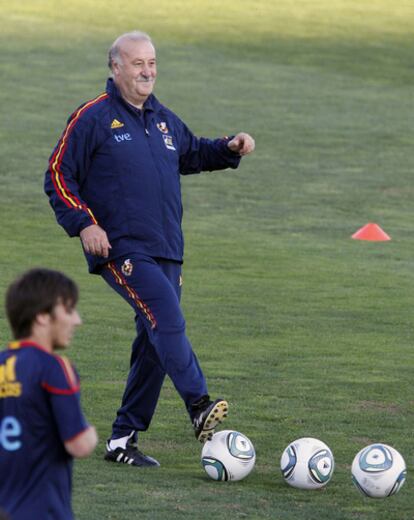 Vicente del Bosque, durante el entrenamiento del miércoles.